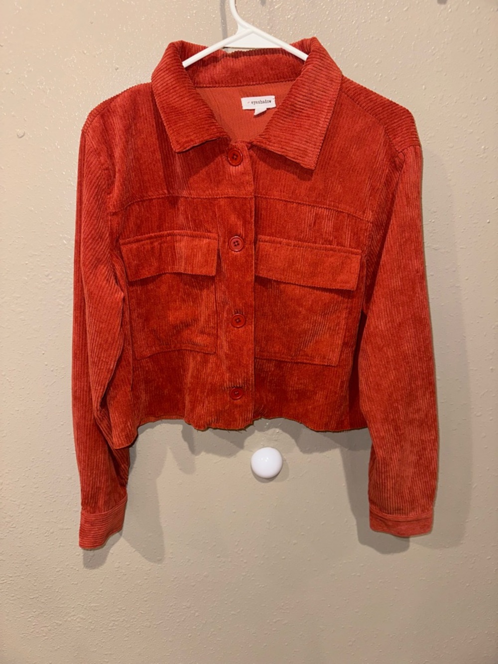 a new day Rust Corduroy Button-Front Crop Jacket